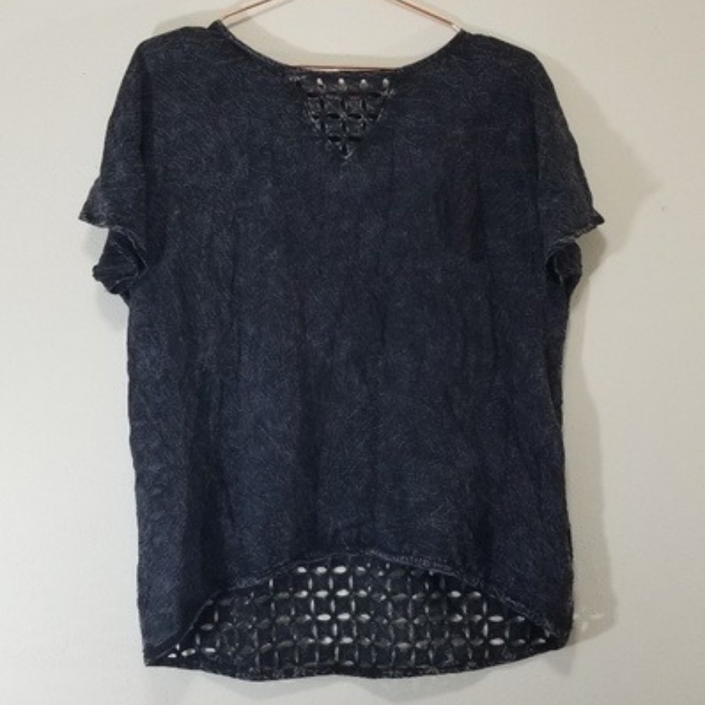 Bashara lesser black eyelet back top (c)